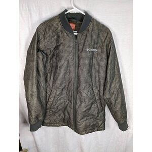 Columbia Mens Jacket Coat ThemalCoil Baseball M Medium Green Houndstooth